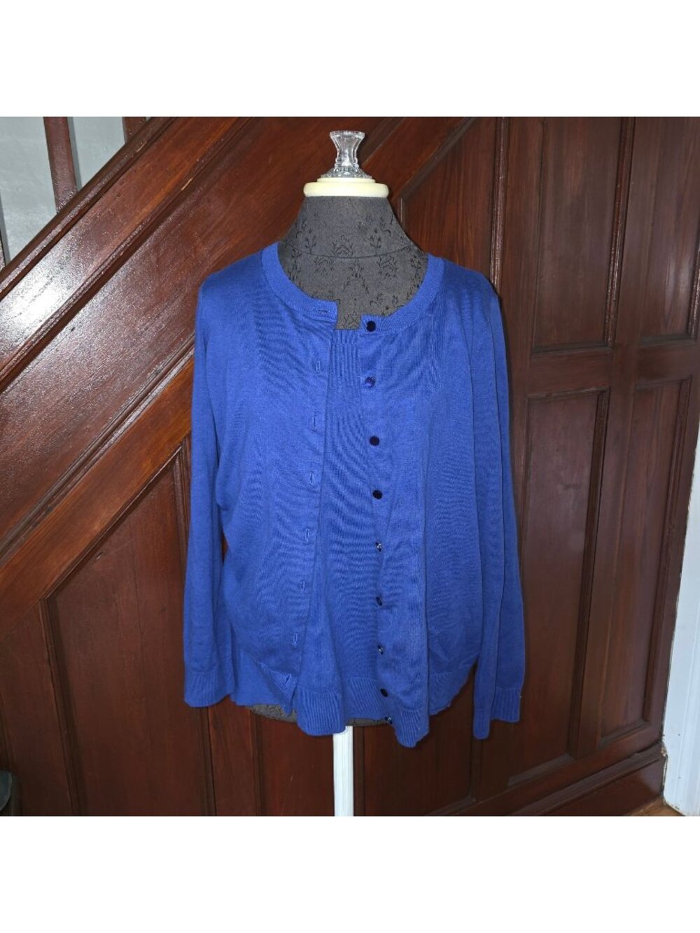 Talbots Womens Petite Pima Cotton 2-Piece Cardigan & Shell Tank Set 1XP Blue